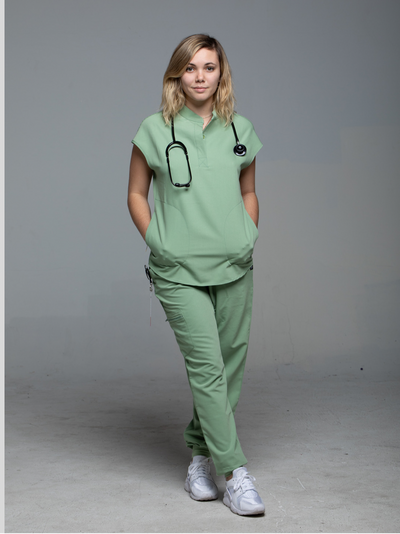 Mint Green  FITTED BELLE SCRUB TOP