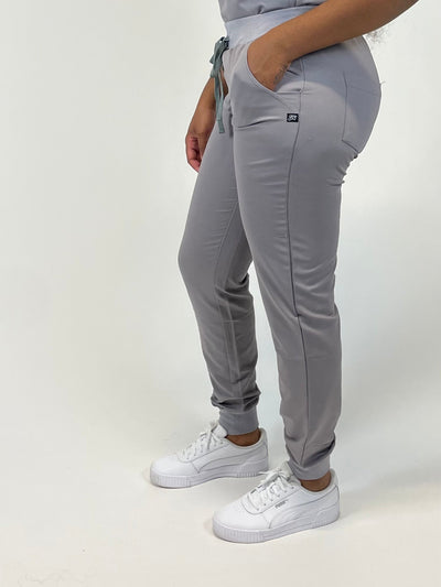 Gray Fitted Jogger Scrub Pants